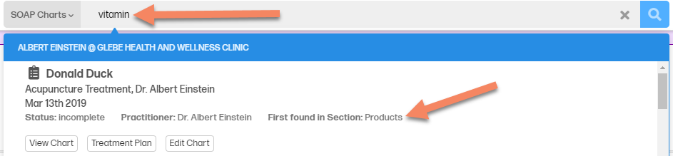How to find a chart using a keyword search.  How to locate or search for a chart that has certain words in it.  Image showing the search bar at the top of the screen used to search for a chart.